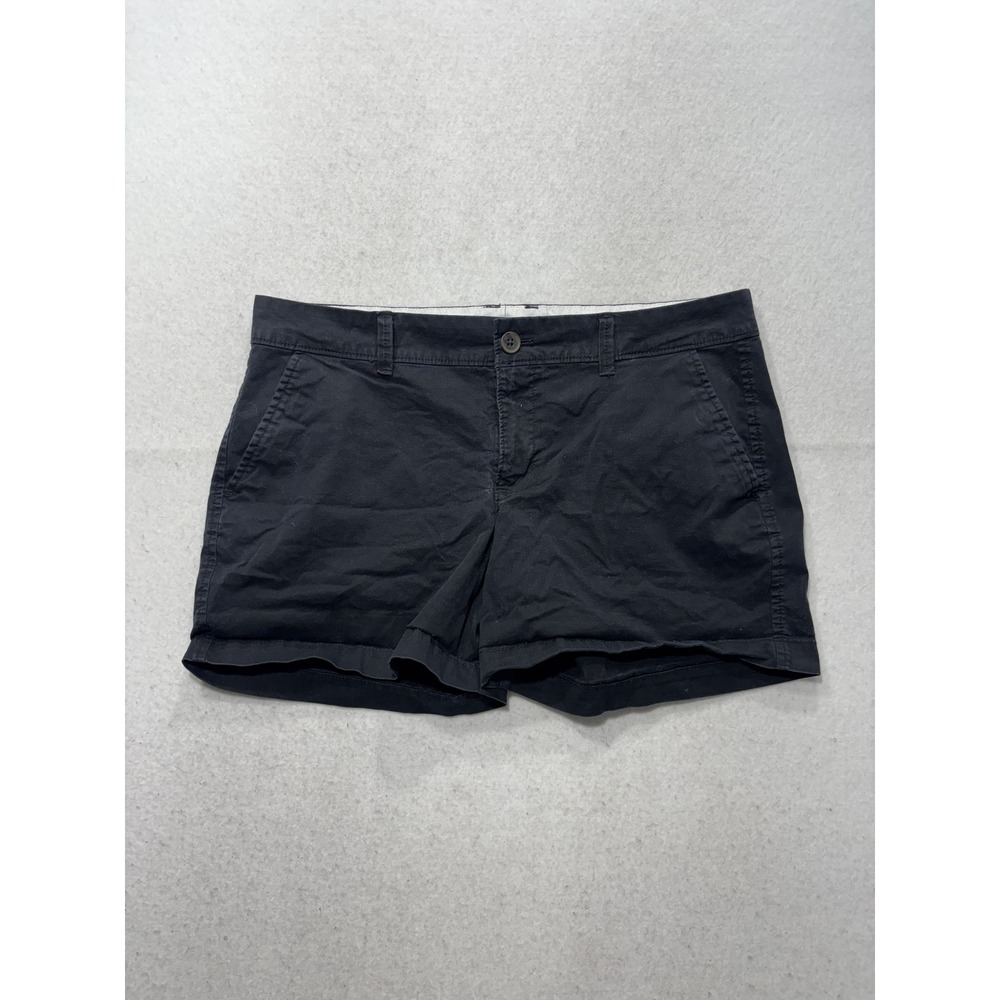Old Navy Womens 8 Black Chino Shorts 3.5" Inseam Flat Front Cotton Twill Stretch